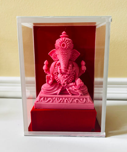 Lord Ganesha Idol, with glass enclosure